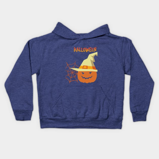 Simple Halloween with carving pumkin Kids Hoodie by Brafdesign